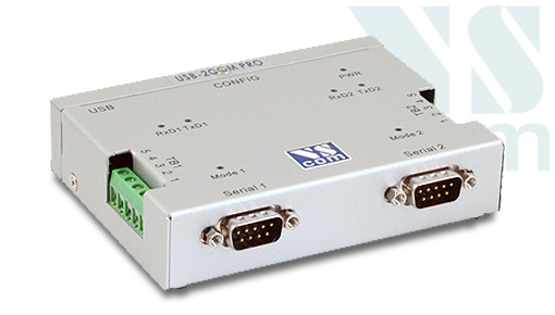 Vscom USB-2COM-PRO, an USB to 2 x RS232/422/485 serial port converter DB9 and terminal block connector