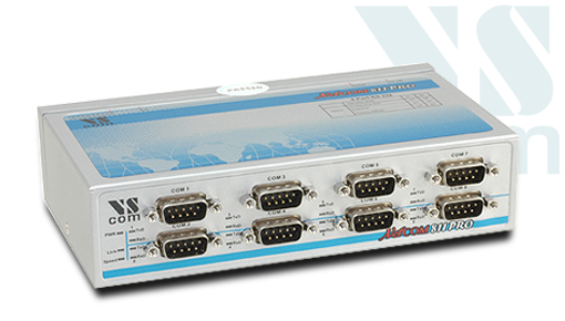 VScom NetCom 811 PRO, an 8 port Serial Device Server for Ethernet/TCP to RS232