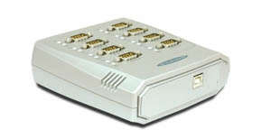 Vscom USB-8COM, an USB to 8 x RS232 serial port converter DB9 connector