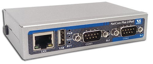 VScom NetCom+ (Plus) 211, a dual port Serial Device Server for Ethernet/TCP to RS232