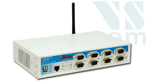 VScom NetCom 823RM WLAN, an 8 port Serial Device Server for WLAN and Ethernet/TCP to RS232/422/485, for 19-inch and AC power supply